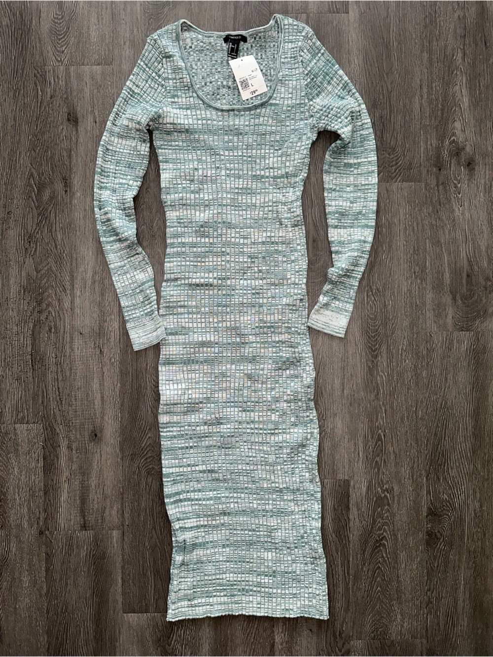 Green Cream Knit Dress